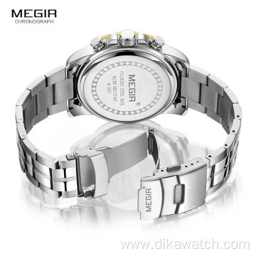 MEGIR Watch 2087 Casual Brand Stainless Steel Waterproof Watches Men Wrist Luxury Quartz Business Wristwatches Relogio Masculino